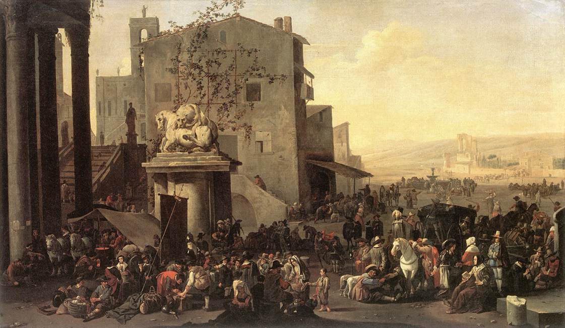 LINGELBACH, Johannes Roman Market Scene f